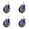 Service Caster 5'' Blue Polyurethane Wheel Swivel 7/16'' Grip Ring Stem Caster Set, 4PK SCC-GR20S514-PPUB-BLUE-716138-4 - alternate 1